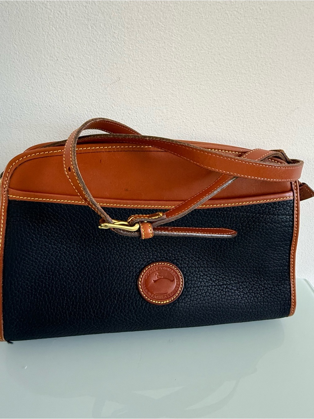 Dooney & Bourke Black Pebbled Crossbody with Brown Logo Patch - Picture 6 of 12